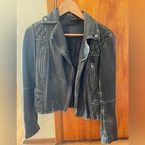All Saints Distressed Moto Leather Jacket